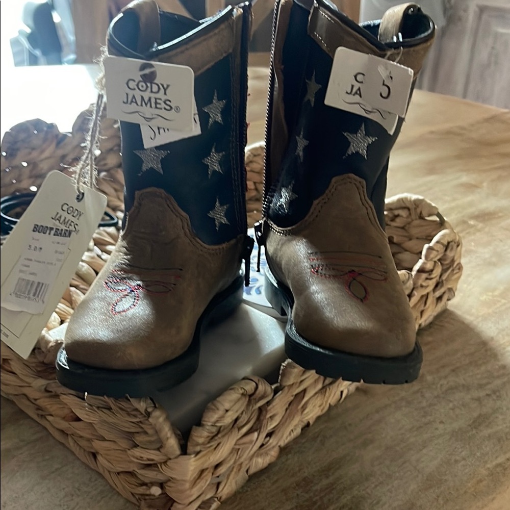 Kids' Brown, Stars and Stripes Boots